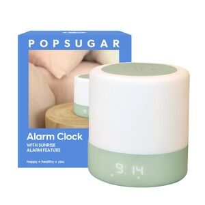 POPSUGAR Alarm Clock Sunrise Adjustable Volume Snooze Mode 3 Natural Sounds Chic